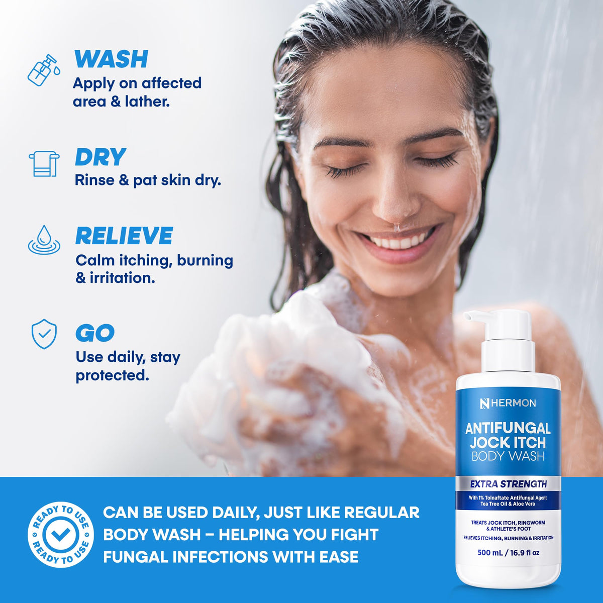 Hermon Antifungal Body Wash with tea tree oil and aloe vera