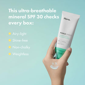 HERO COSMETICS Force Shield Superlight Sunscreen SPF 30 packaging
