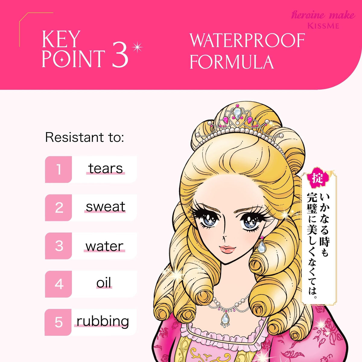 Heroine Make Waterproof Mascara application on lashes