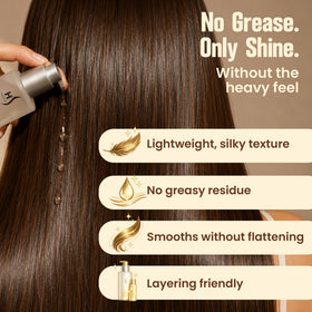 HerStyler Castor Oil Hair Serum on a wooden table with plants