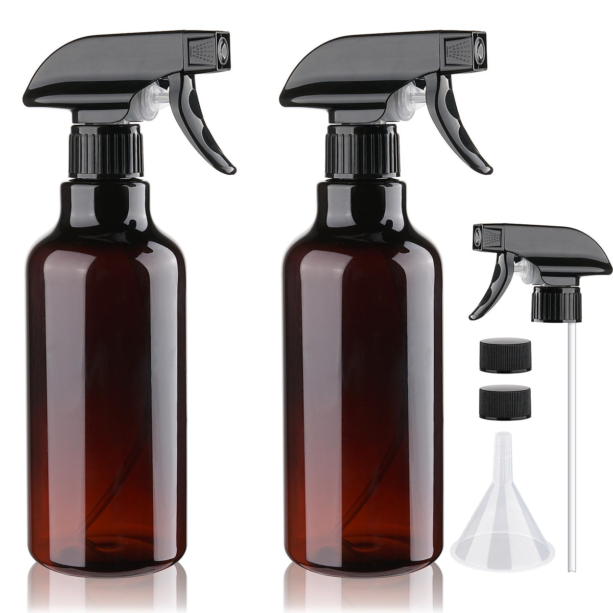 Hethyo 16.9oz plastic spray bottle front view, amber colour