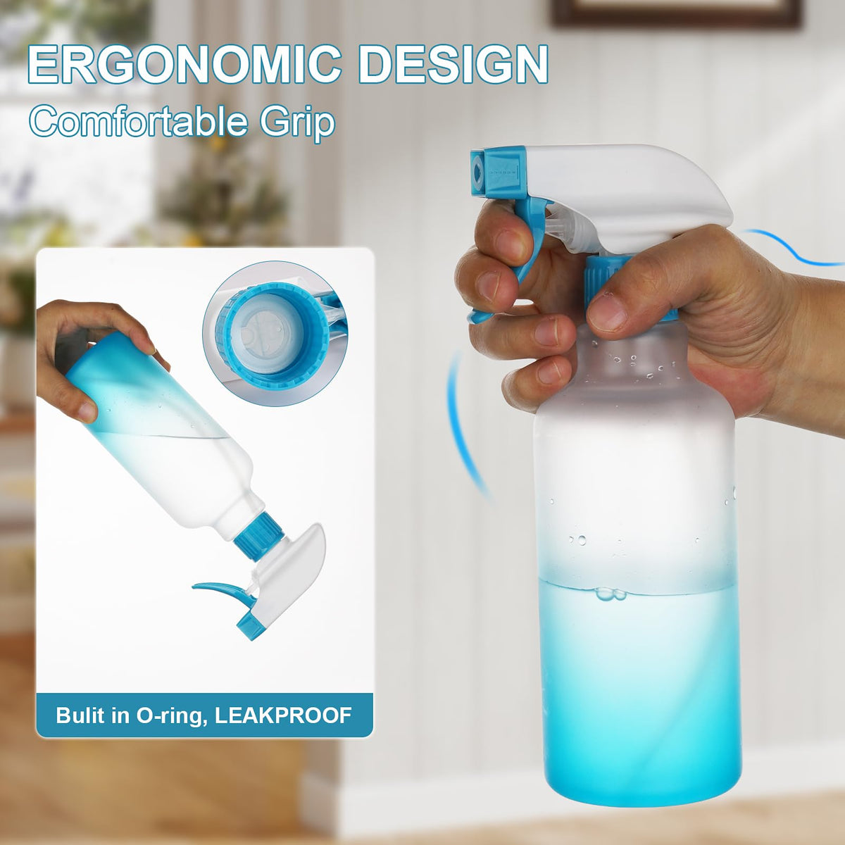 Hethyo 500ml spray bottle side view showing cap closure