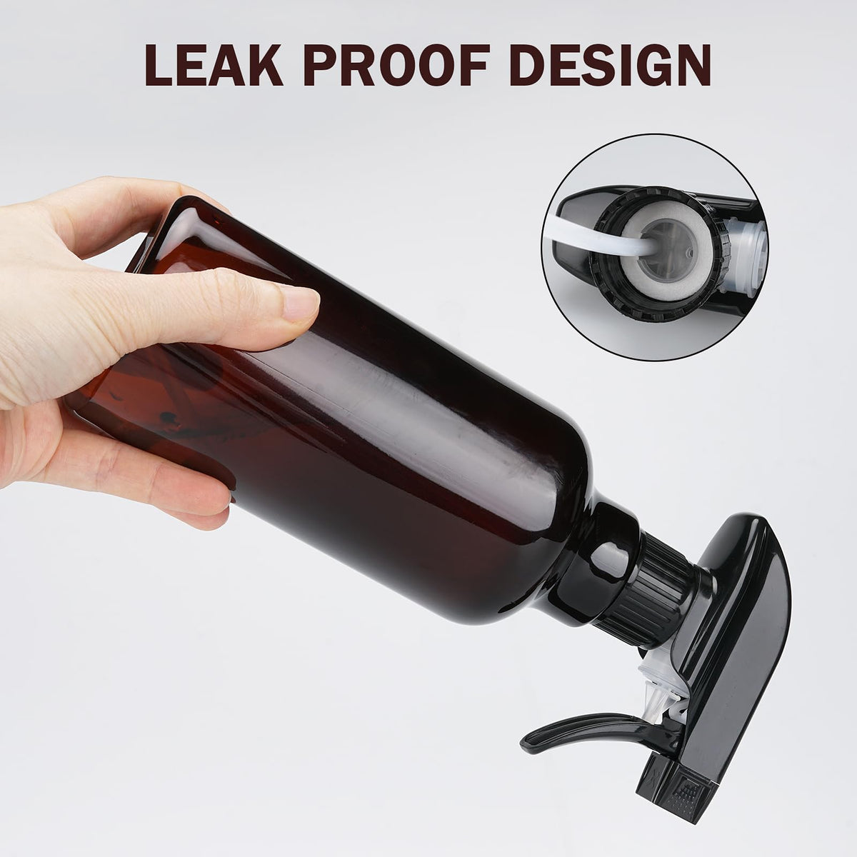 Hethyo amber spray bottle with ergonomic grip