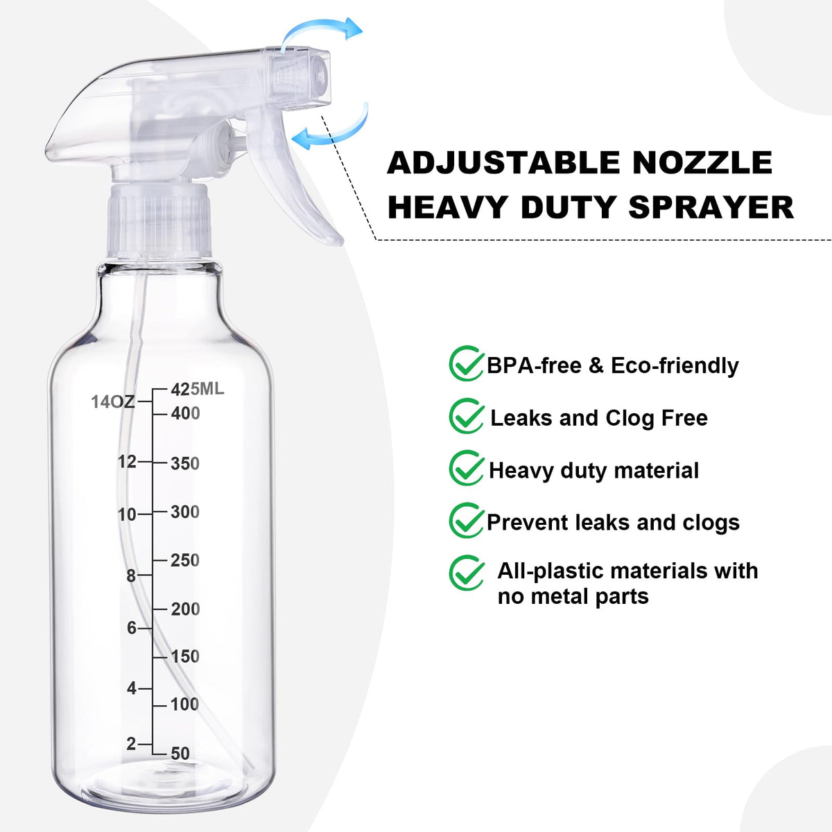 Hethyo Plastic Spray Bottle 16.9oz back view