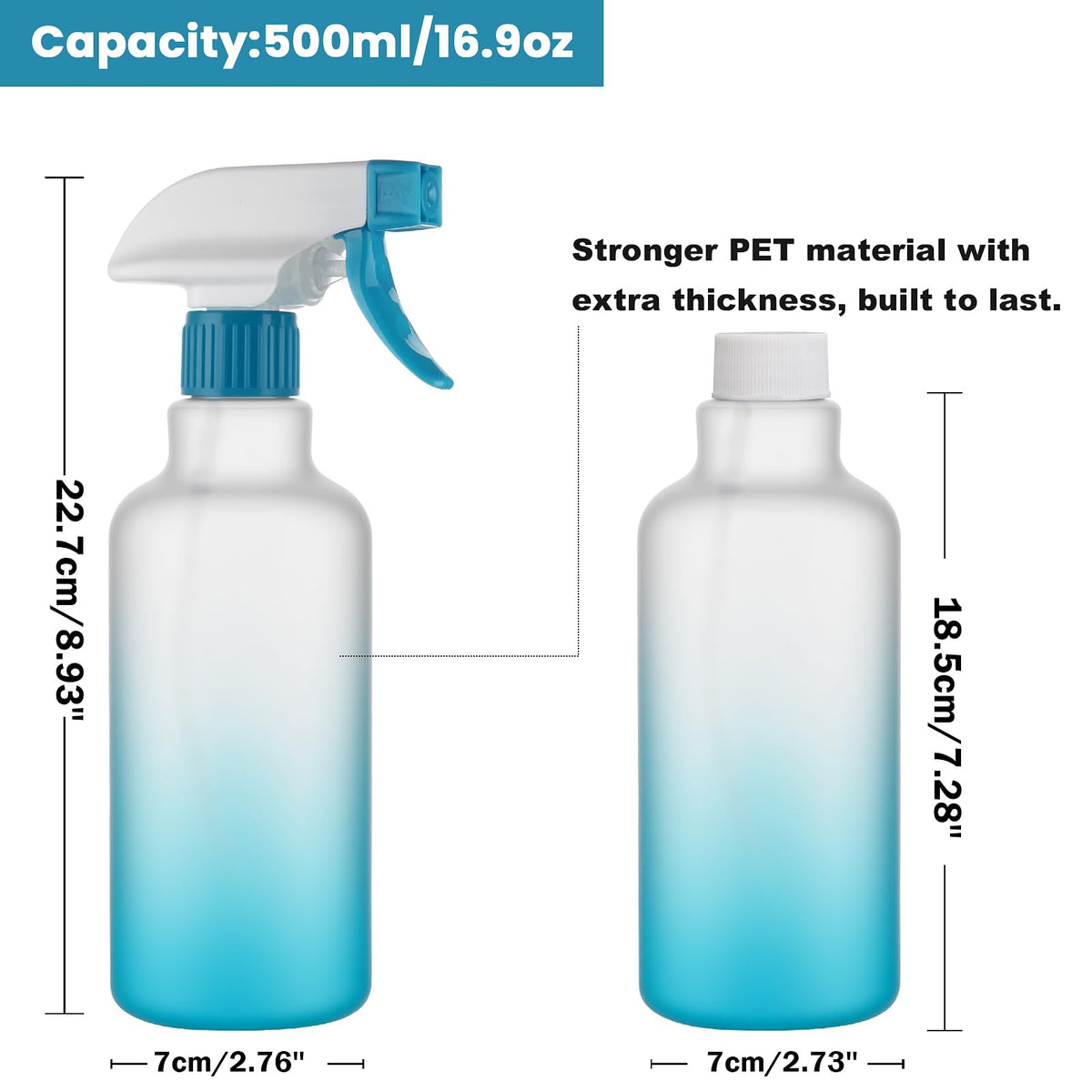 Hethyo spray bottles in use for hair styling