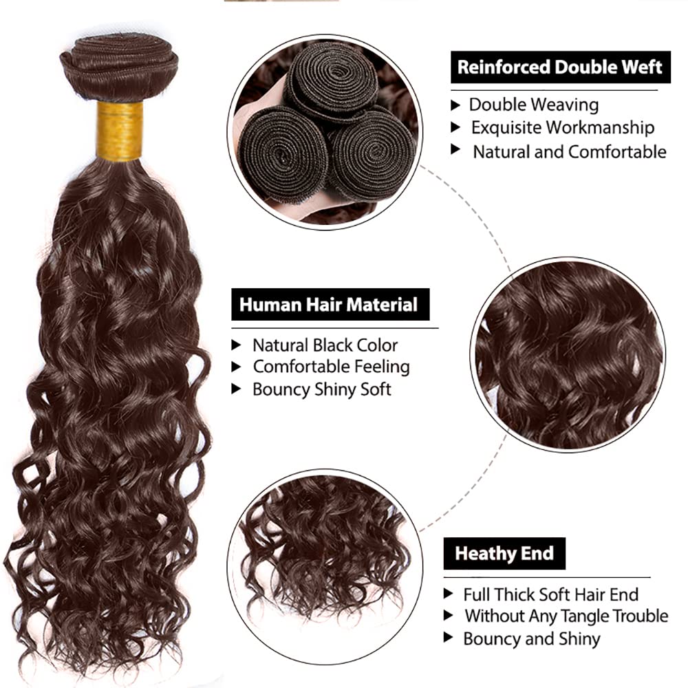 HeumHrn #4 Brown Water Wave Human Hair Bundles packaging
