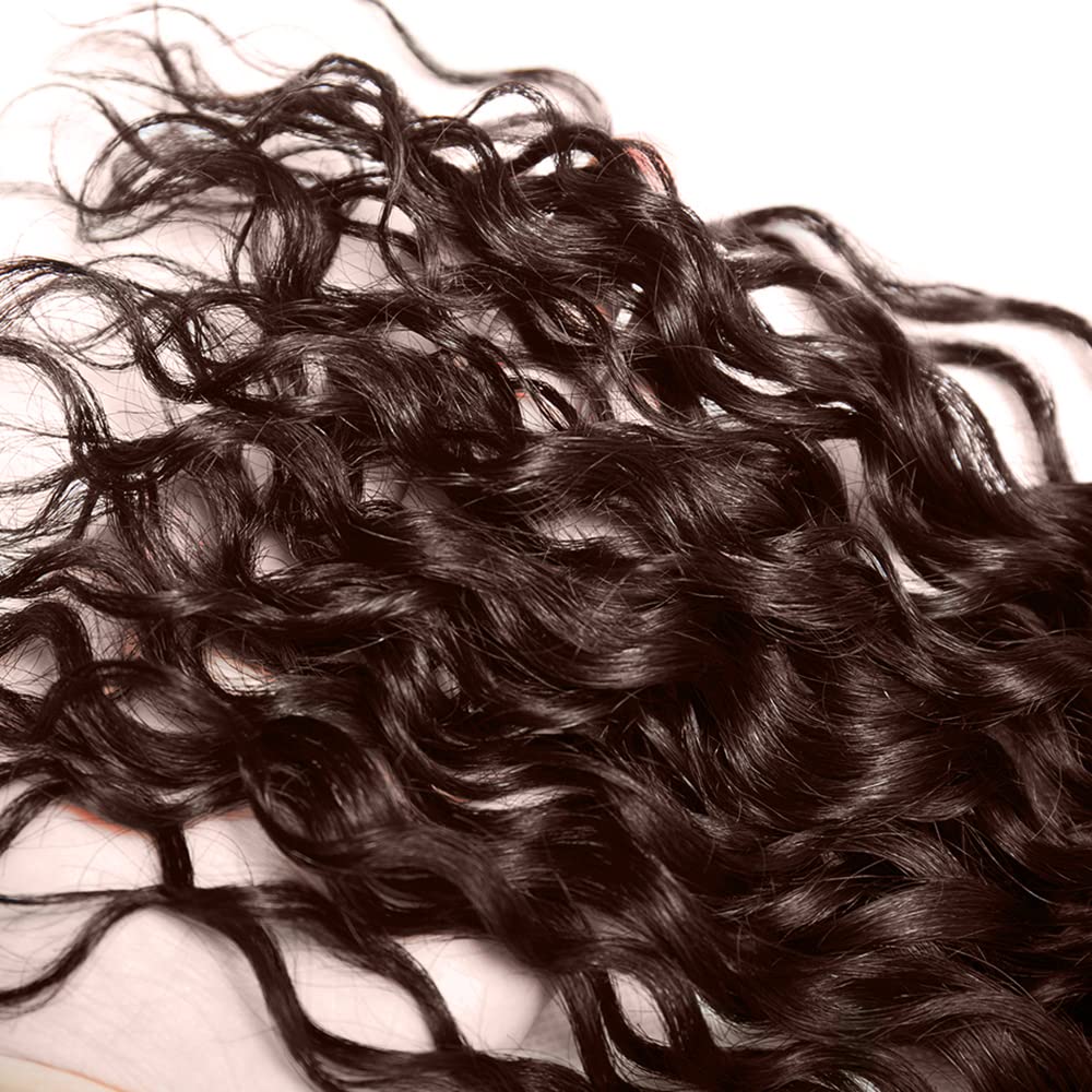HeumHrn #4 Brown Water Wave Human Hair Bundles styled