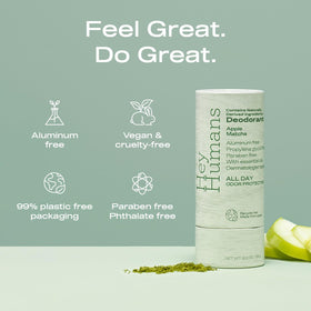 HEY HUMANS Apple Matcha Deodorant side view showcasing texture