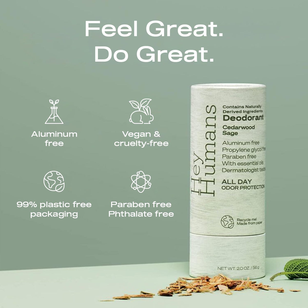 HEY HUMANS Cedarwood Sage Deodorant packaging