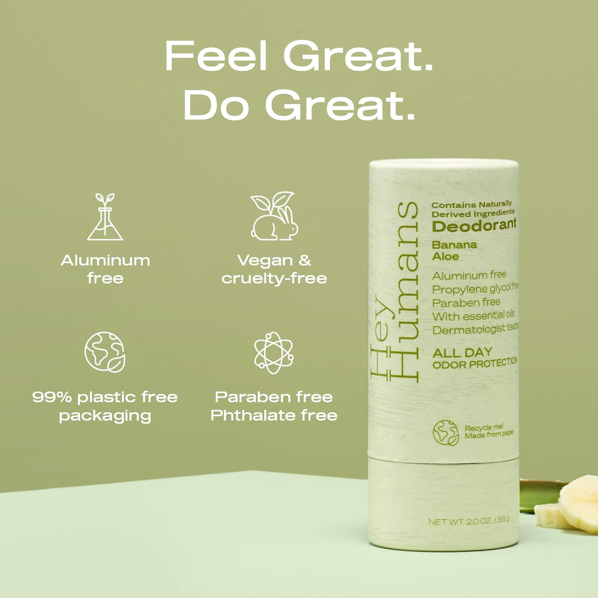 HEY HUMANS Deodorant Banana Aloe side view