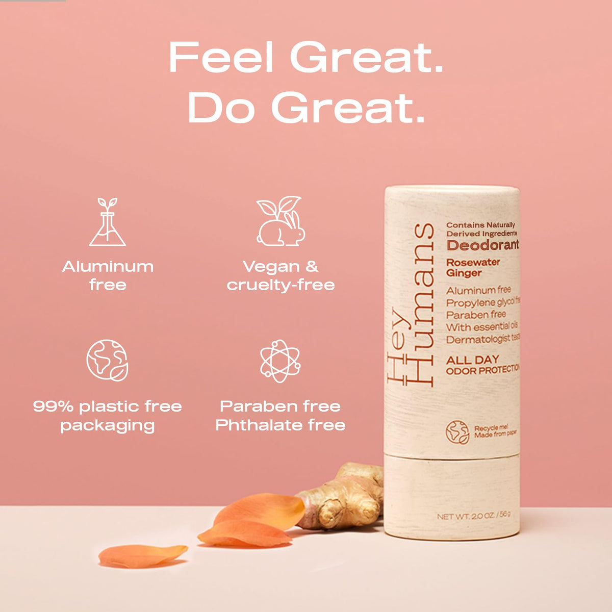 HEY HUMANS Deodorant packaging side view