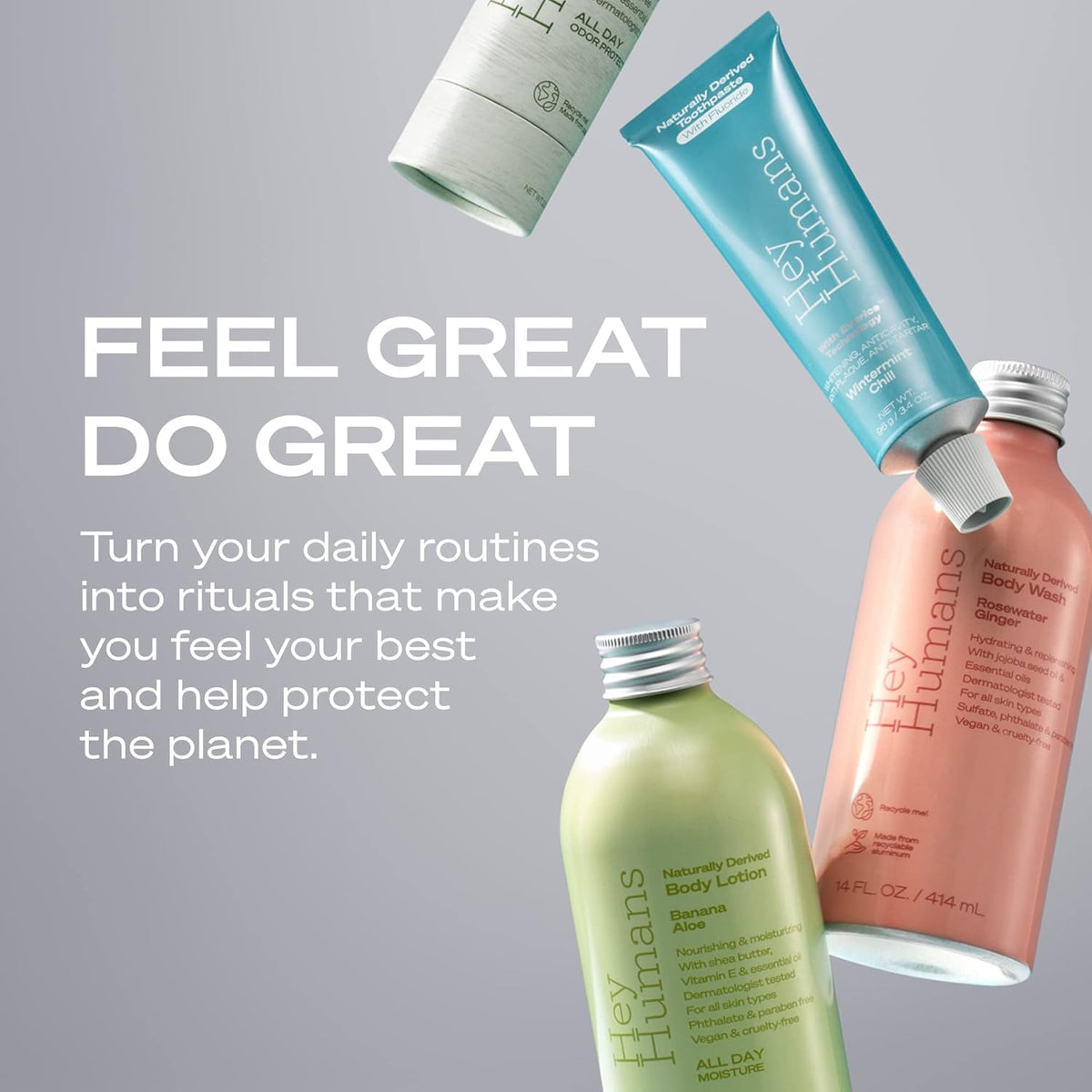 HEY HUMANS Lavender Vanilla Deodorant in hand for application