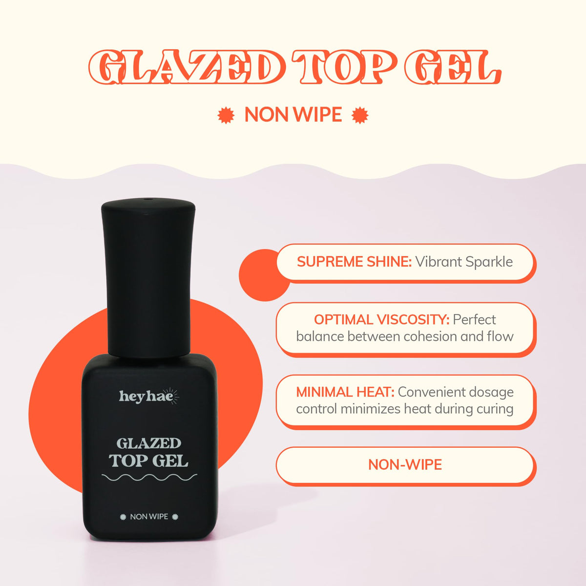 heyhae Glazed Top Gel back view with ingredients list
