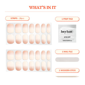 heyhae nail strips being warmed in hand for application