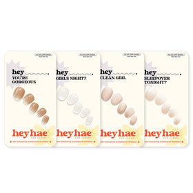 heyhae Semi Gel Nail Strips bundle front view with trendy designs