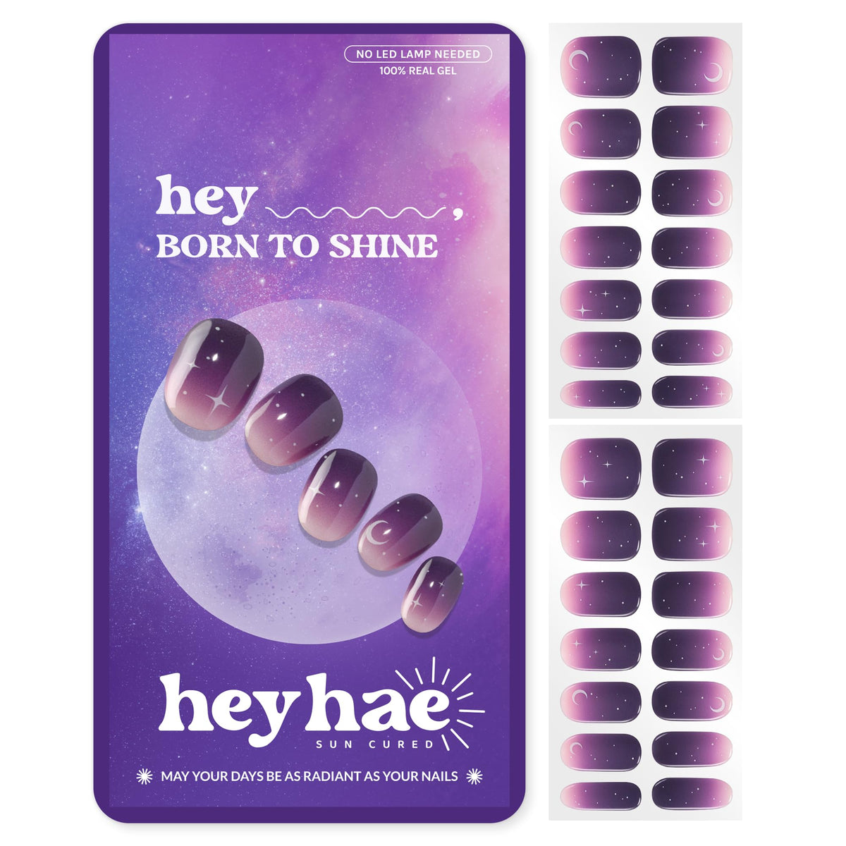 heyhae Semi Gel Nail Strips deep violet gradient design front view