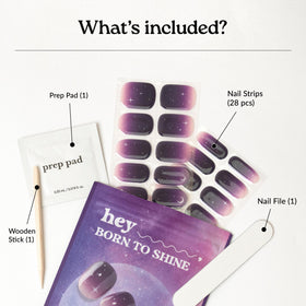 heyhae Semi Gel Nail Strips displayed on nails in a lifestyle setting