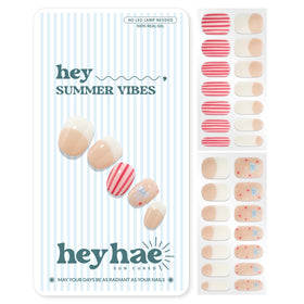 heyhae Semi Gel Nail Strips front view with pink stripes