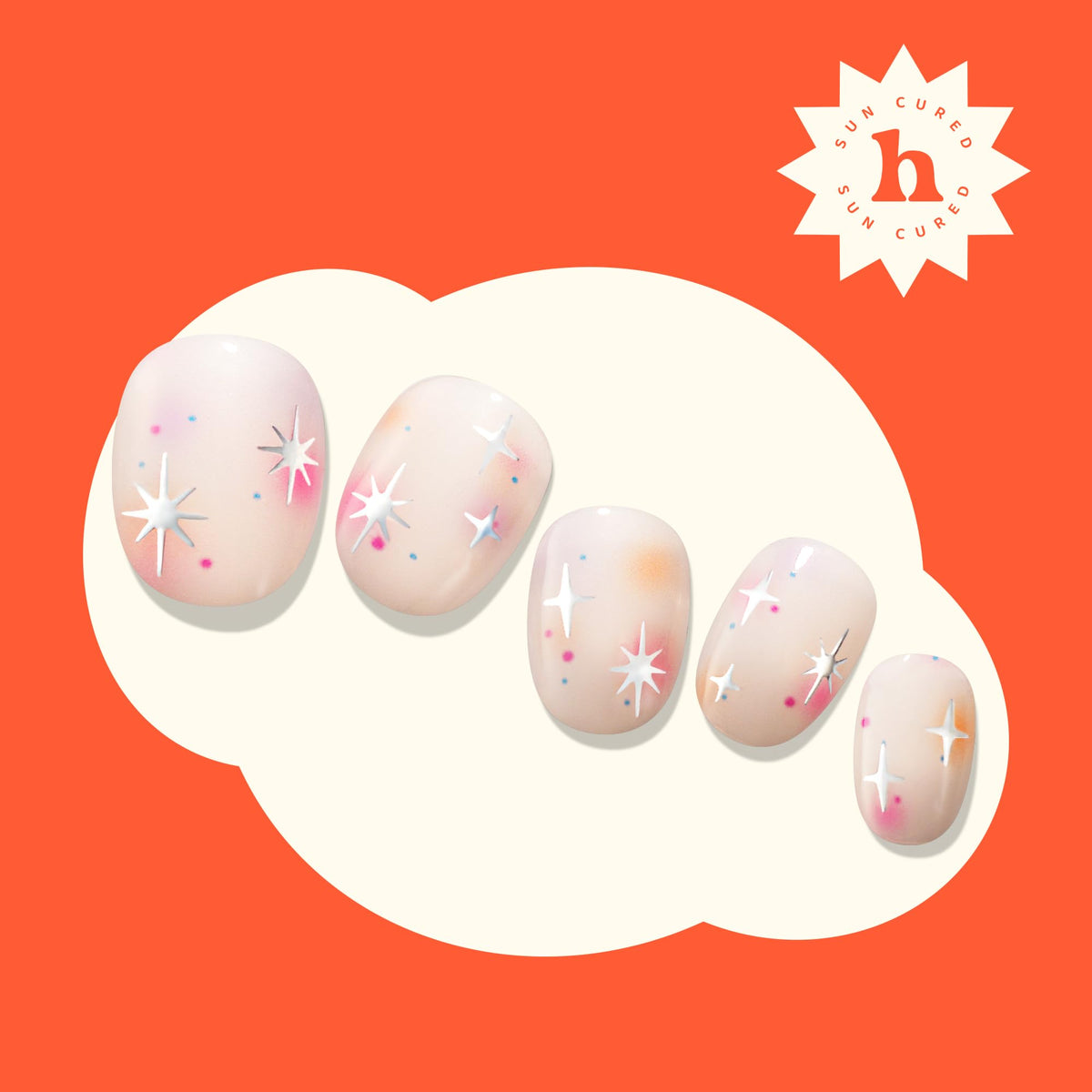 heyhae Semi Gel Nail Strips with vibrant nail art