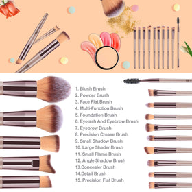 HEYMKGO makeup brushes in stylish champagne gold finish