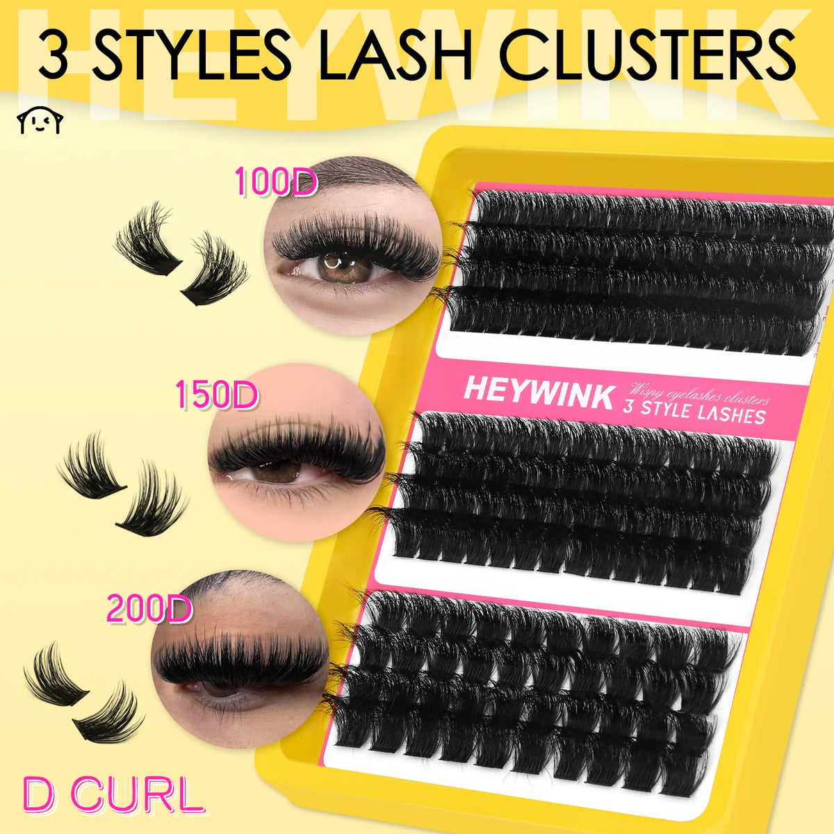 HEYWINK lash clusters in 12-18mm lengths