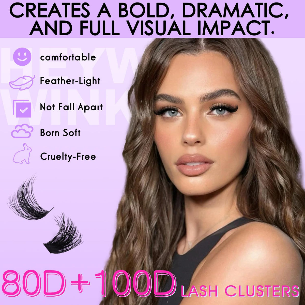 HEYWINK Lash Clusters Kit 10-18mm lashes displayed on a flat surface