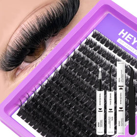 HEYWINK Lash Clusters Kit 100D front view with mixed lengths