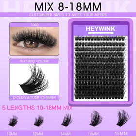 HEYWINK Lash Clusters Kit 100D showing D curl design