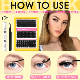 HEYWINK Lash Clusters Kit in use for DIY lash application