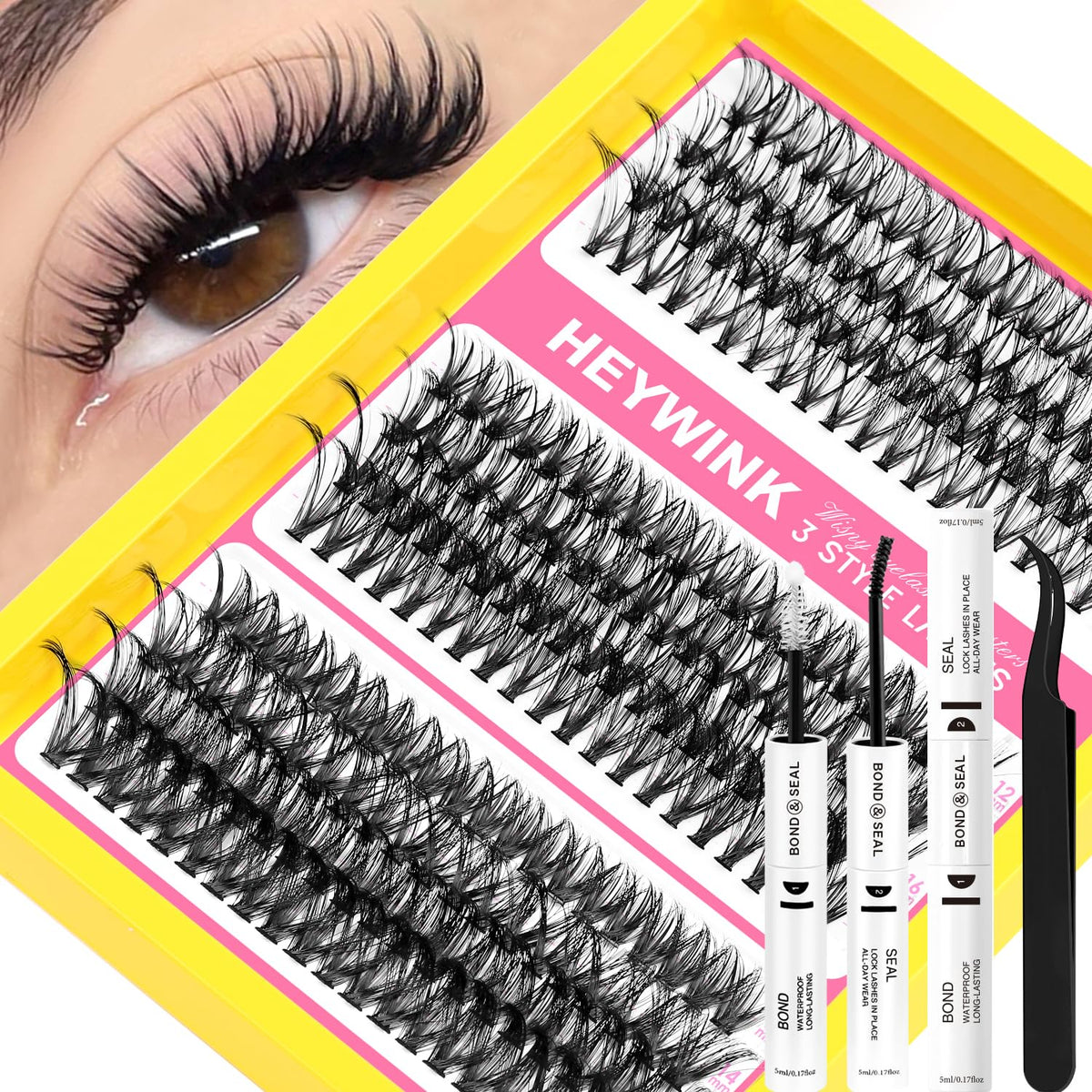 HEYWINK Lash Clusters Kit with 30D, 40D, and 50D lashes