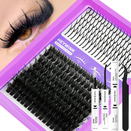 HEYWINK Lash Clusters Kit with long spikes and fluff lashes