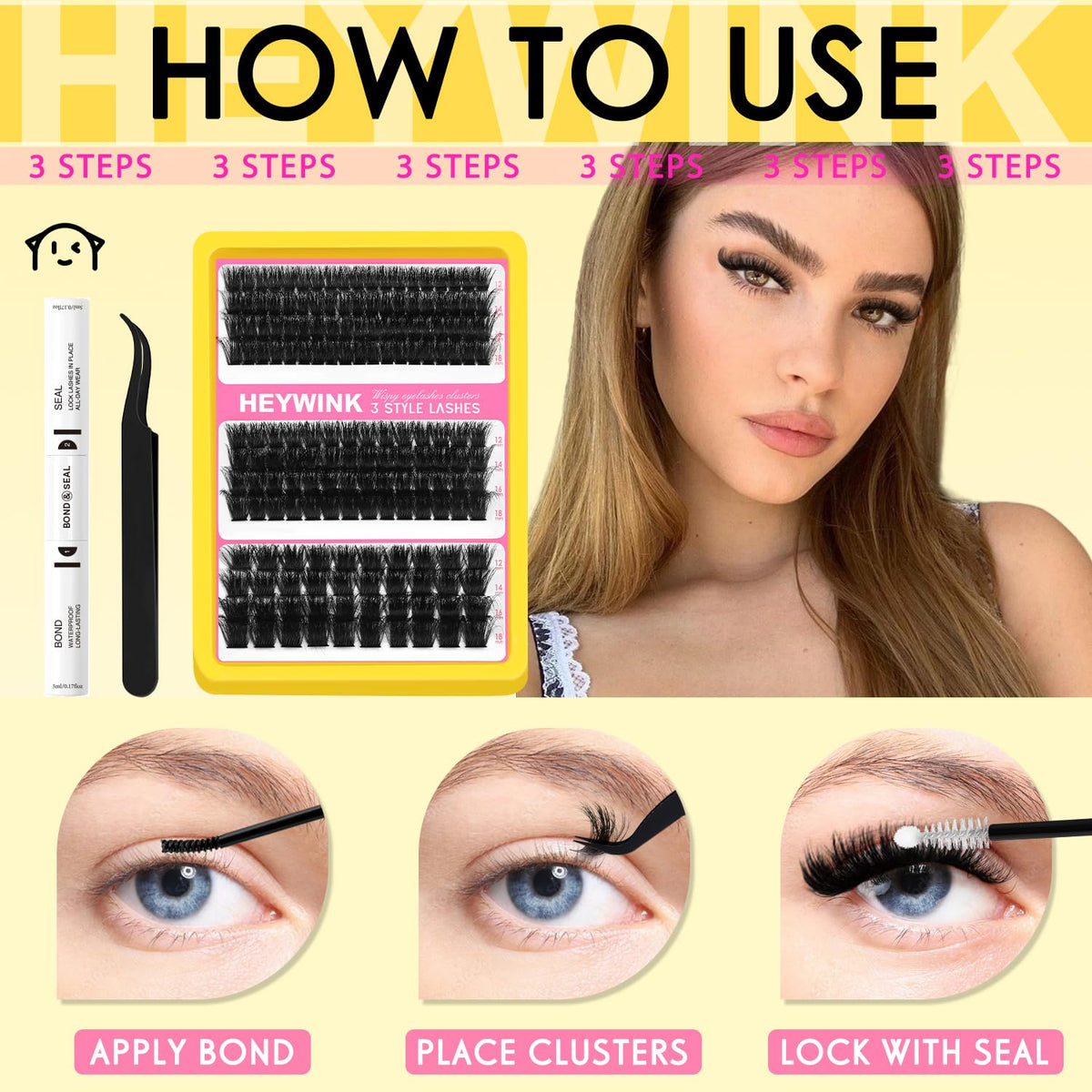 HEYWINK Lash Extension Kit components laid out
