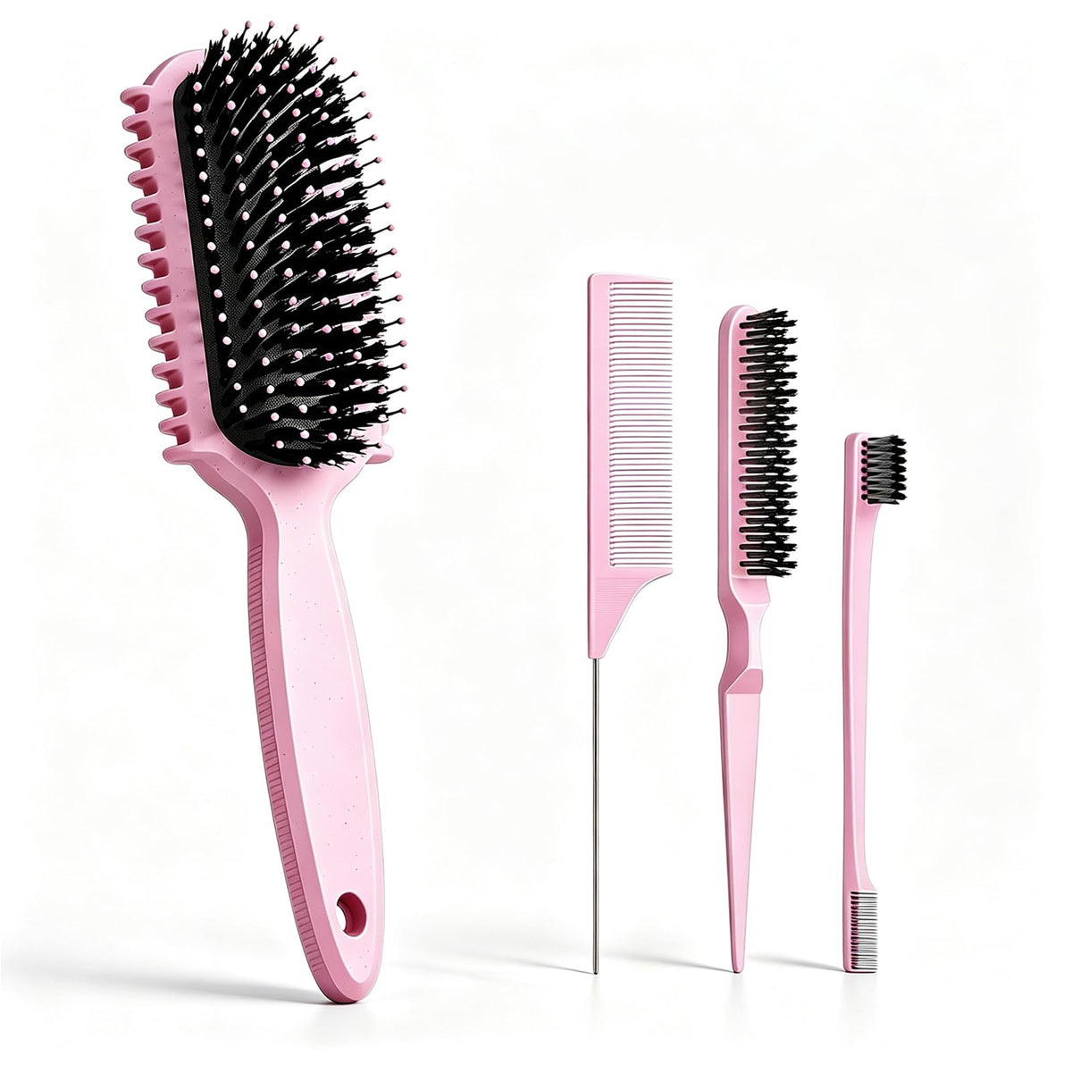 HEZ Curl Defining Brush Set including 4 combs in pink
