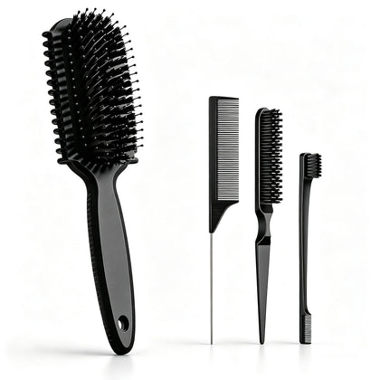 HEZ Curl Defining Brush Set including four combs in black