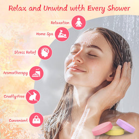 HFHO Shower Steamer in Lemon scent with water droplets