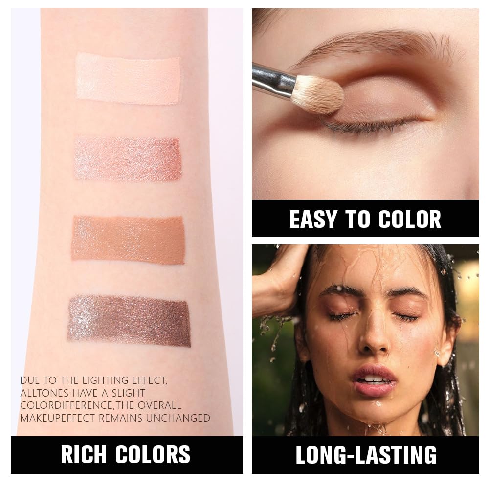 HHLTOH Cream Eyeshadow Quad with applicator brush on a makeup table