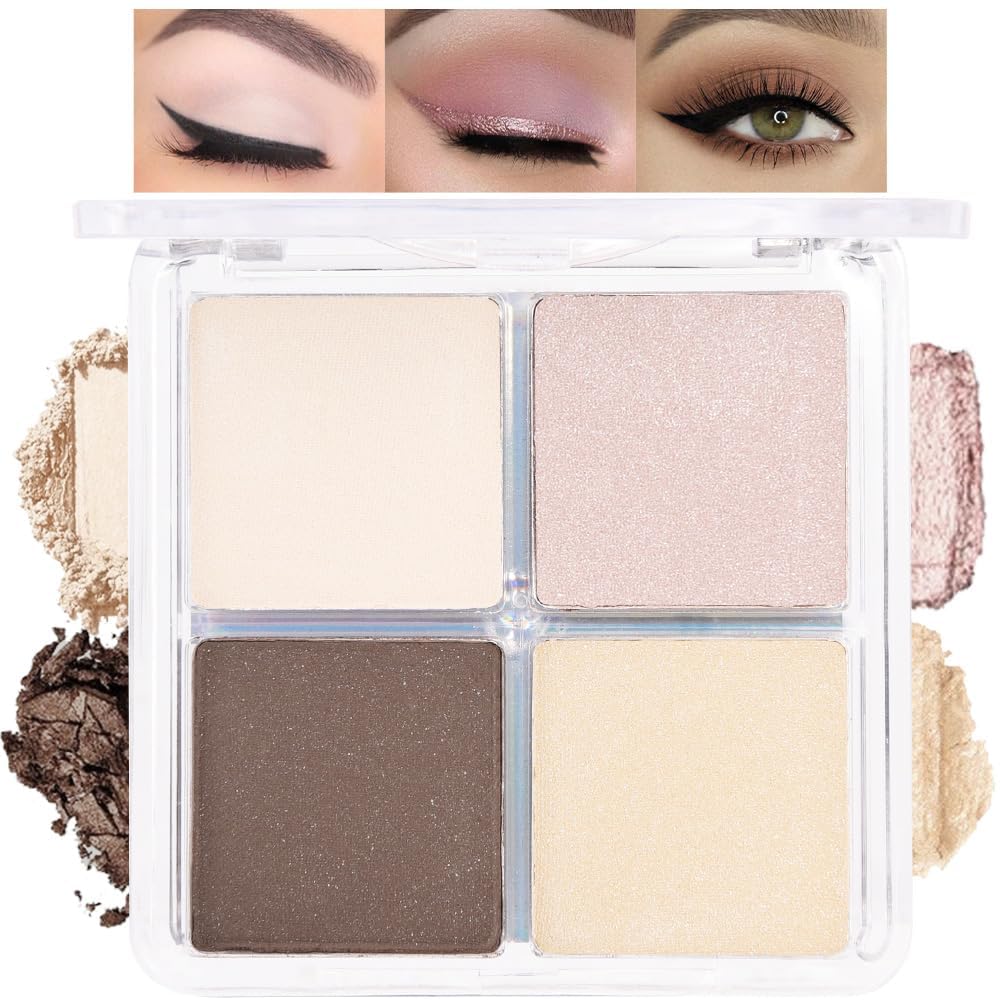 HHLTOH Nude Brown Eyeshadow Palette front view with 4 shades