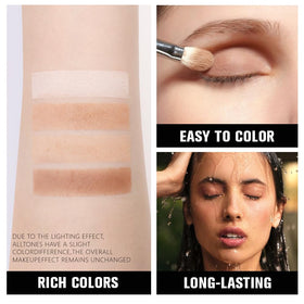 HHLTOH Nude Brown Matte Eyeshadow Quad Palette on a makeup table