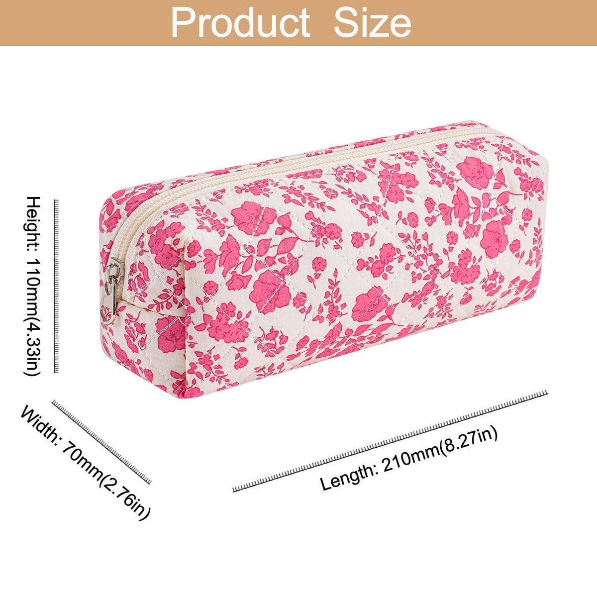 HHQQWZ Cute Floral Cotton Makeup Bag with flowers pattern