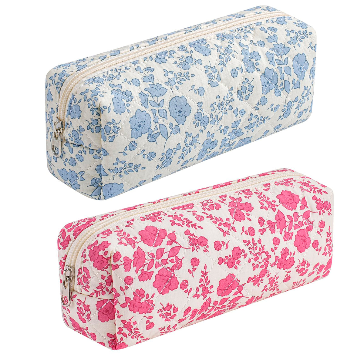 HHQQWZ Cute Floral Cotton Makeup Brush Bag front view