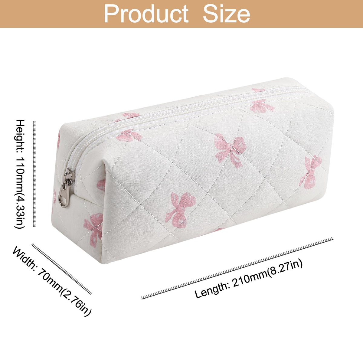 HHQQWZ Floral Cotton Makeup Bag with blue bow tie detail