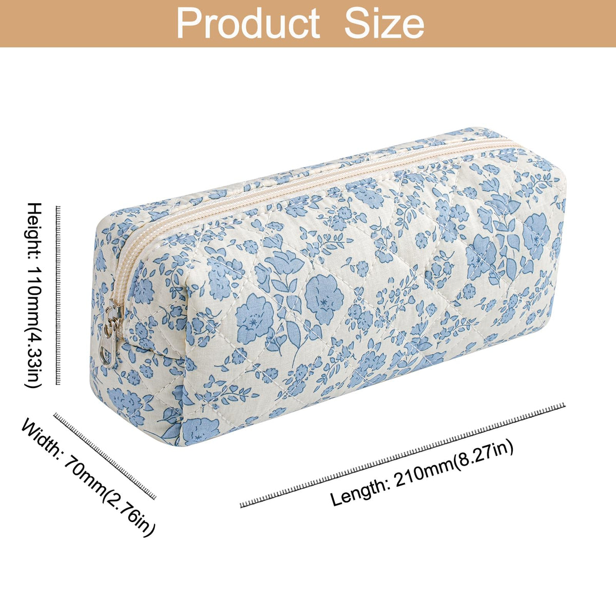 HHQQWZ Floral Makeup Bag on a vanity with cosmetics