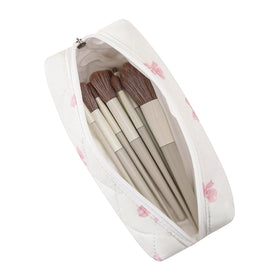 HHQQWZ Floral Makeup Bag with pink bow tie detail