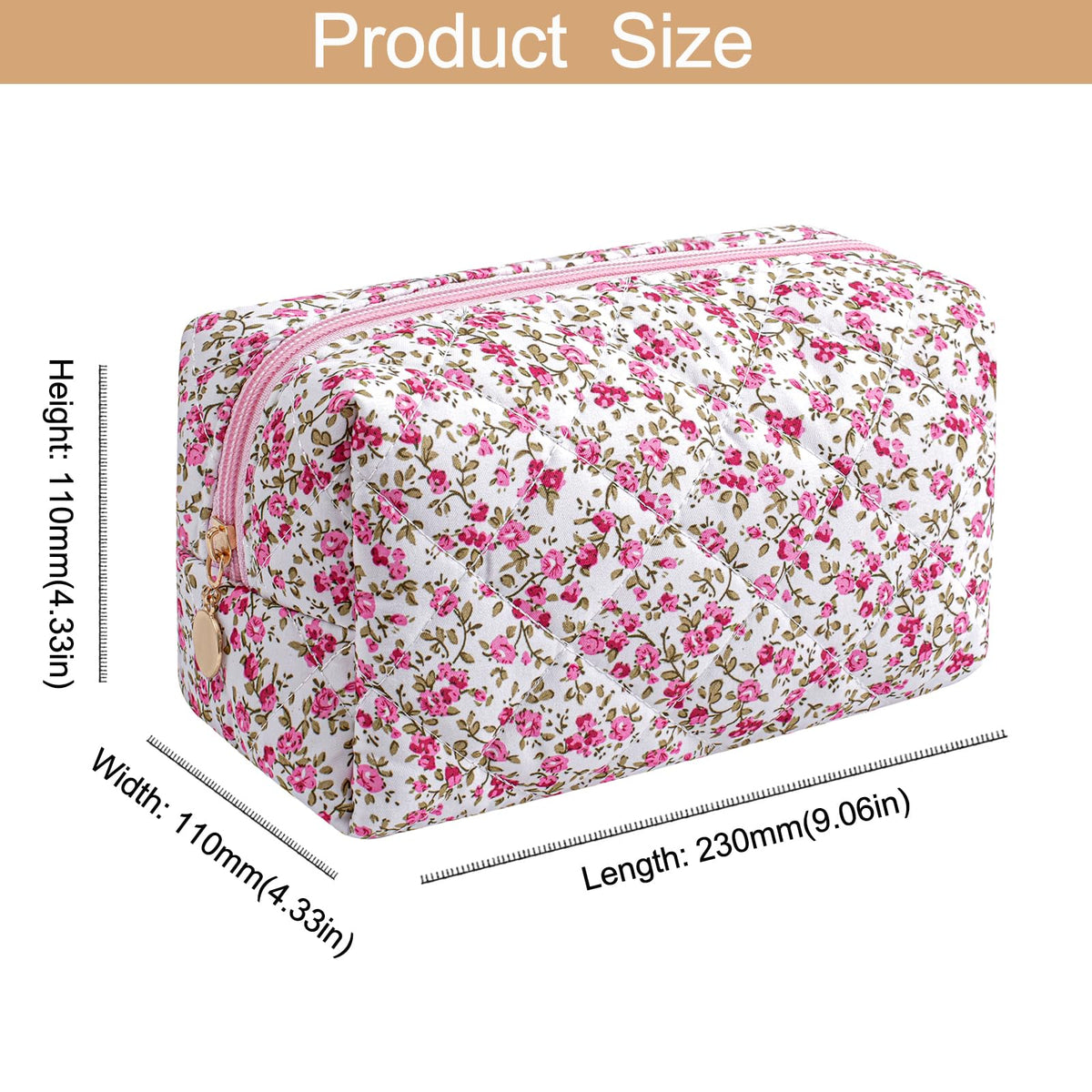 HHQQWZ Makeup Bag back view with durable materials