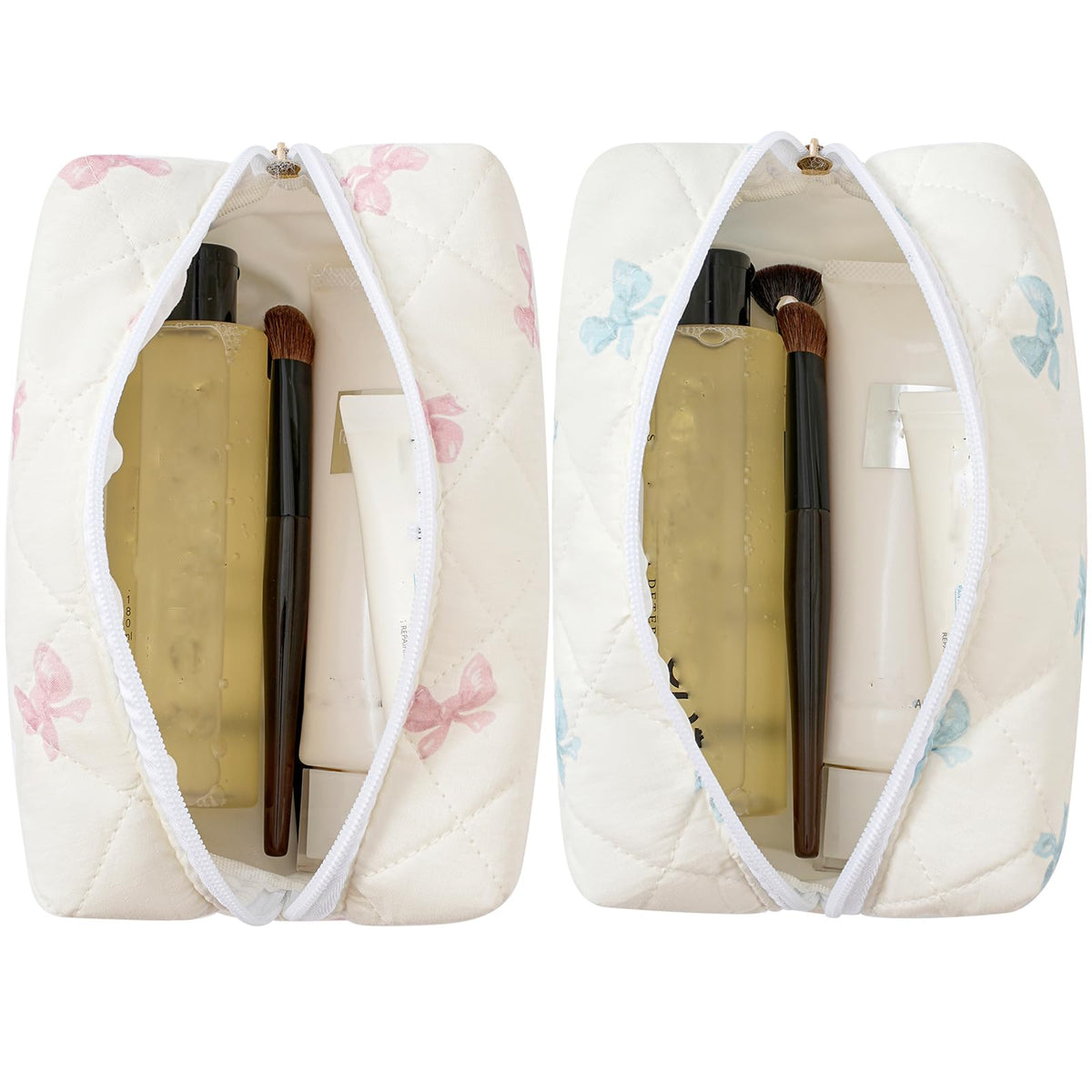 HHQQWZ Makeup Bag blue bow tie side view