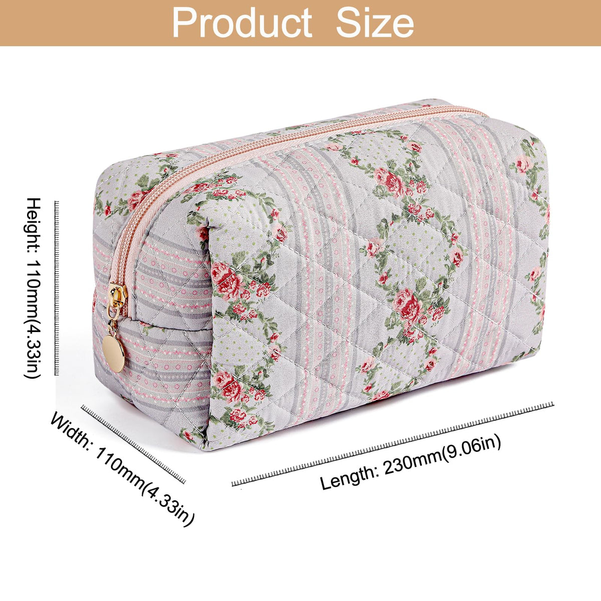HHQQWZ Makeup Bag displayed with cosmetics inside