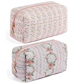 HHQQWZ Makeup Bag in pink and blue front view