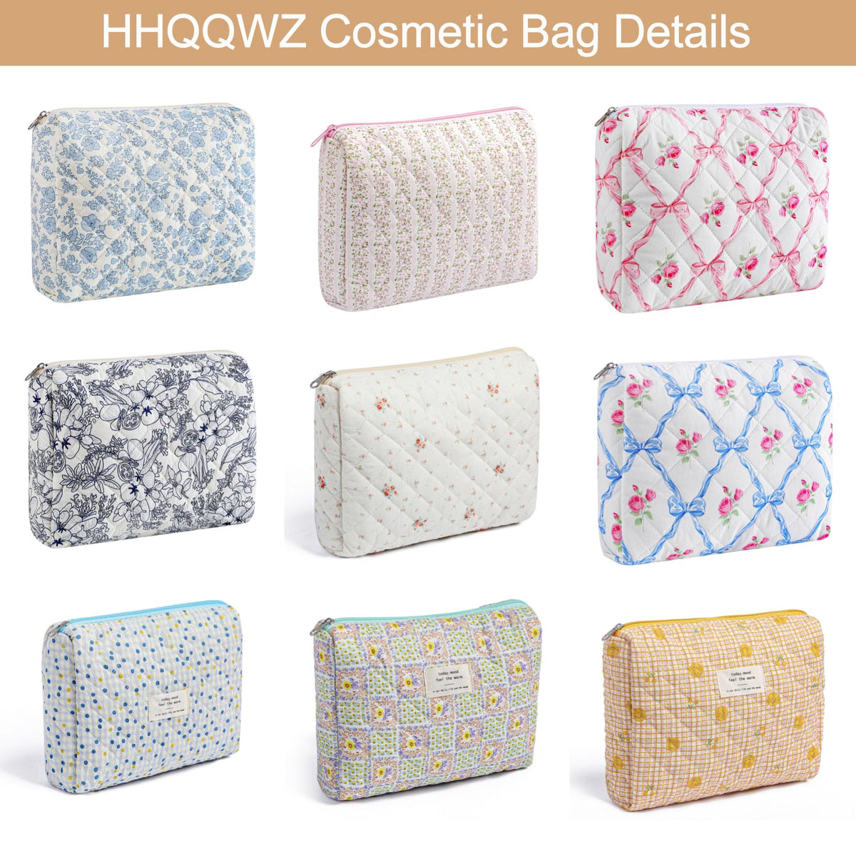 HHQQWZ Makeup Bag with cosmetics inside for demonstration