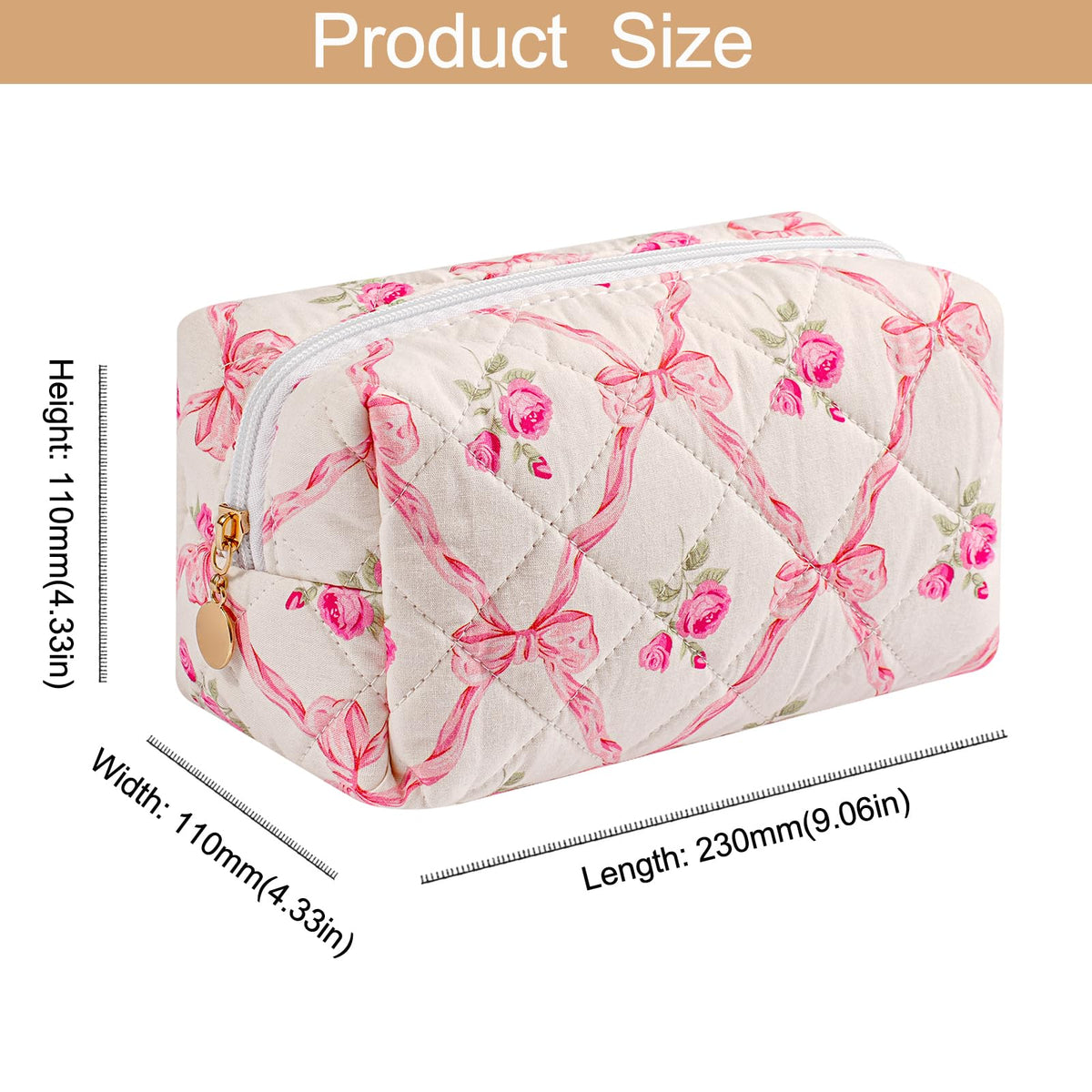 HHQQWZ Makeup Bag with pink bowknot detail