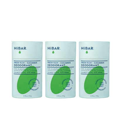 HIBAR Fresh Rain & Cucumber Deodorant front view with natural ingredients